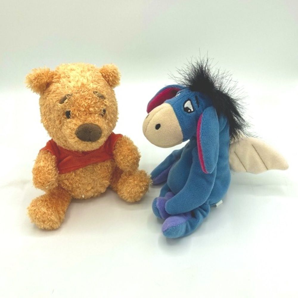 Lot of 2 Winnie the Pooh and Cupid Eeyore Stuffed Animals Plush Disney Hallmark